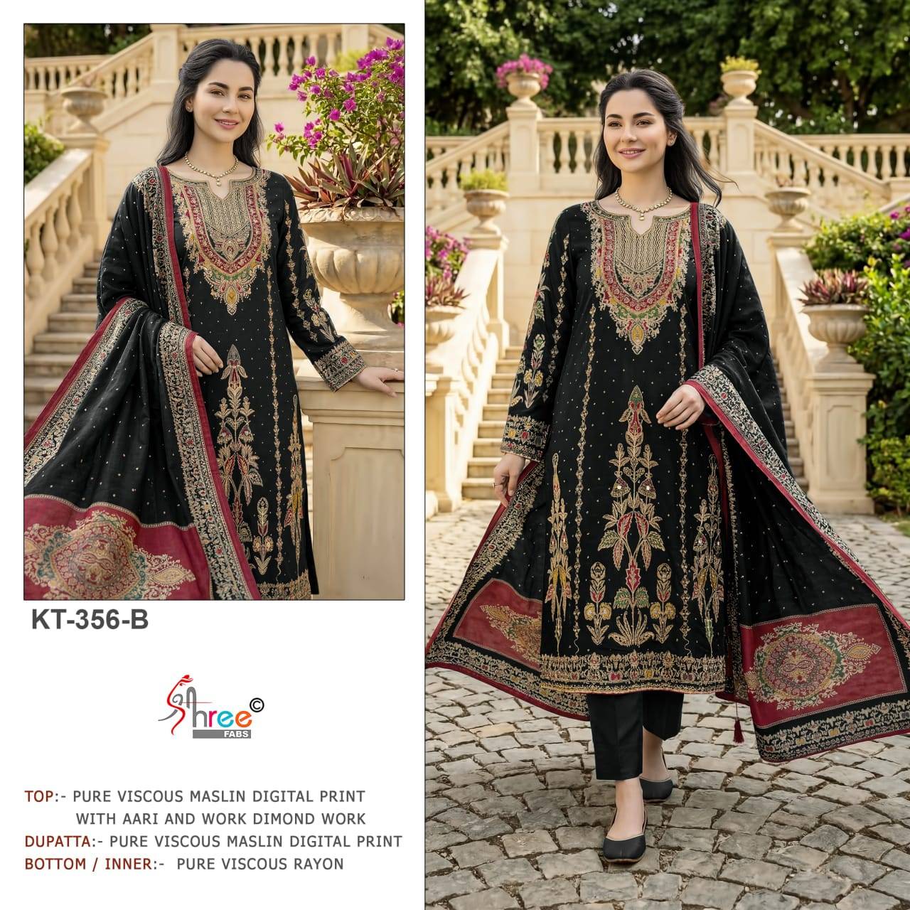 KT–356 by  Shree fabs k-356A to k-356c series Indian Pakistani ethnic wear Pure viscose At Wholesale Price